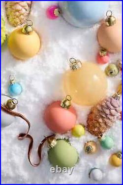 Anthropologie 2 Matte Glass Bauble Ornaments SET 36 Rainbow Bright Colors NEW