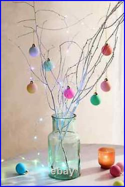 Anthropologie 2 Matte Glass Bauble Ornaments SET 36 Rainbow Bright Colors NEW