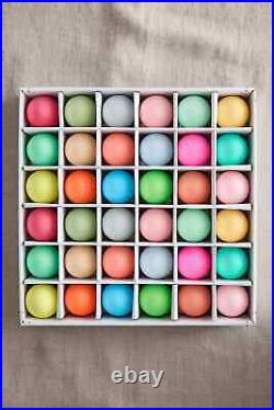 Anthropologie 2 Matte Glass Bauble Ornaments SET 36 Rainbow Bright Colors NEW
