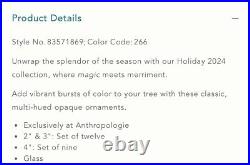 Anthropologie 3 Glass Opaque Ball Ornament Set of 9 Christmas Warm Pink Purple