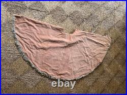 Anthropologie 60 pink blush peach velvet fringe Christmas Tree Skirt RARE