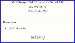 Anthropologie. 75 Glass Mini Opaque Ball Ornament Set Of 144 Christmas Rainbow