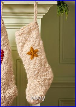 Anthropologie Chunky Knit Stocking Holiday Icon Bright Star Christmas Yellow NEW