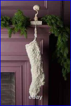 Anthropologie Chunky Knit Wool Stocking Holiday Christmas Cream Nepal 100% NEW