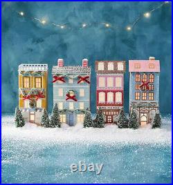 Anthropologie George Viv Light Up Village Shop Bakery Row House Tea NEW SET 4