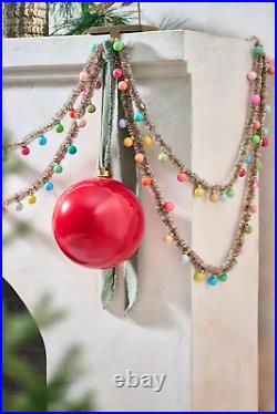 Anthropologie Good Cheer Bauble Ornament Tinsel Glass Garland Holiday Decor NEW