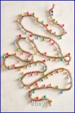Anthropologie Good Cheer Bauble Ornament Tinsel Glass Garland Holiday Decor NEW