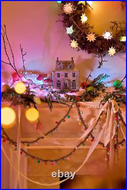 Anthropologie Good Cheer Bauble Ornament Tinsel Glass Garland Holiday Decor NEW