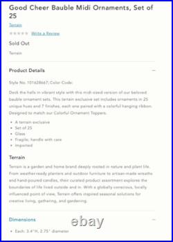 Anthropologie Good Cheer Glass Ball Tree Ornaments set Midi Bauble 25 Rainbow 3