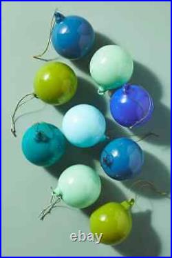 Anthropologie Gradient Bauble Glass Ornaments Ball Sugar Plum Glitterville 9 NEW