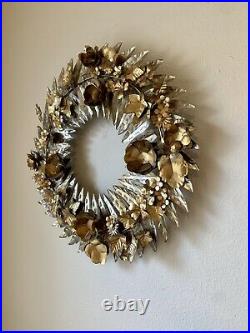 Anthropologie Holiday Christmas Thanksgiving Hammered Garland Wreath EUC