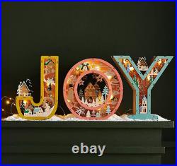 Anthropologie JOY Monogram Wonderland Light-Up Scene Christmas Letter SET 3 NEW