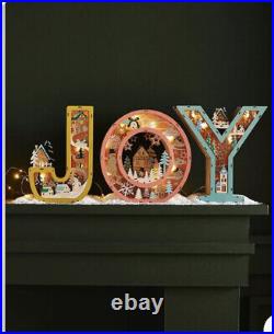 Anthropologie JOY Monogram Wonderland Light-Up Scene Christmas Letter SET 3 New