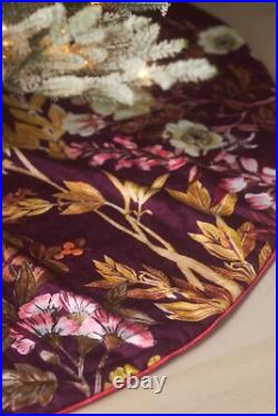 Anthropologie Mika Purple Velvet Floral Tree Skirt New Opulent Regal Elegant