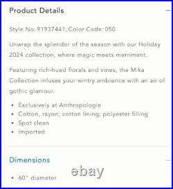 Anthropologie Mika Purple Velvet Floral Tree Skirt New Opulent Regal Elegant