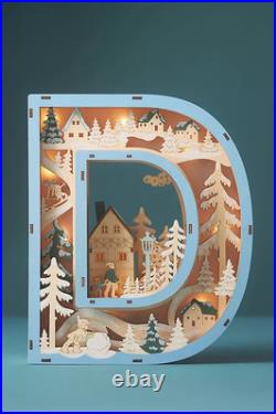 Anthropologie Monogram Wonderland Light-Up Scene Christmas Village Letter D NEW