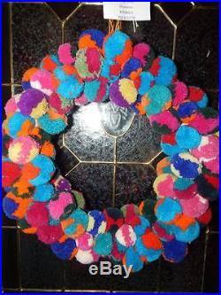 Anthropologie Multicolor Pom Pom Wreath-Hard to Find