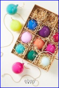 Anthropologie Opaque Ball Bulb Ornaments Set 12 Glass Christmas Sugar Plum 2