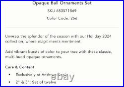 Anthropologie Opaque Ball Bulb Ornaments Set 12 Glass Christmas Sugar Plum 2