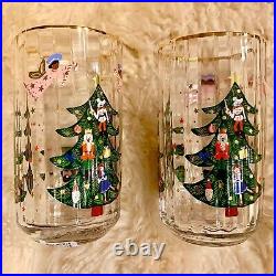 Anthropologie Rifle Paper Nutcracker Juice Glass Christmas Tree Holiday NEW