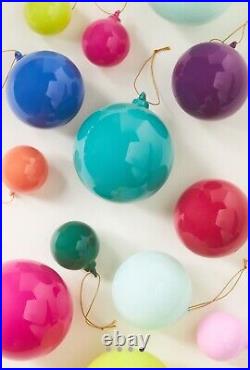 Anthropologie Set 9 Opaque 4 Glass Bauble Ball Ornaments Rainbow Glitterville