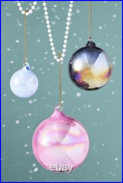 Anthropologie Set of 9 PEARLIZED Pastel Baubles Shining Ornaments 3 Glass NEW