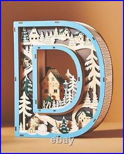 Anthropologie Wonderland Scene Monogram Light-Up Winter Decoration Letter D
