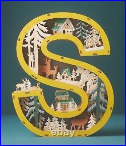 Anthropologie Wonderland Scene Monogram Light-Up Winter Decoration Letter S
