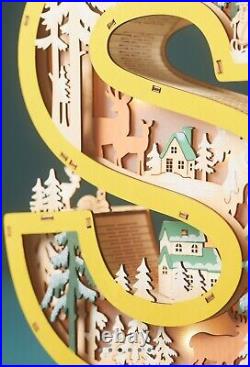 Anthropologie Wonderland Scene Monogram Light-Up Winter Decoration Letter S