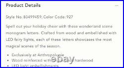 Anthropologie Wonderland Scene Monogram Light-Up Winter Decoration Letter S
