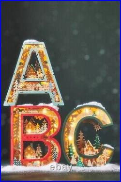 Anthropologie Wonderland Scene Monogram Light-Up Winter Decoration Letter S