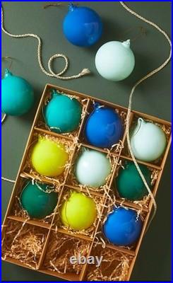 Anthropology Opaque 2 Ball Ornaments Set of 12 Cool shade