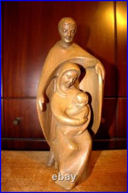 Antique 11 Hand Carved Wood Block Nativity Set Scene Holy Family Statue Figure