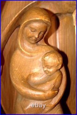 Antique 11 Hand Carved Wood Block Nativity Set Scene Holy Family Statue Figure