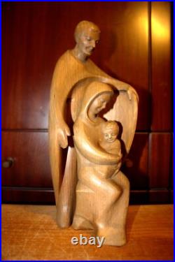 Antique 11 Hand Carved Wood Block Nativity Set Scene Holy Family Statue Figure