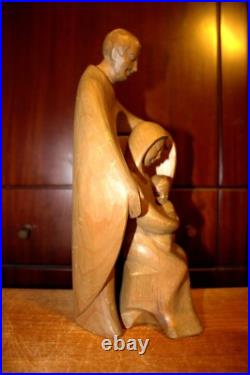 Antique 11 Hand Carved Wood Block Nativity Set Scene Holy Family Statue Figure