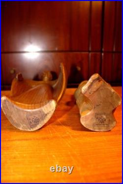 Antique 11 Hand Carved Wood Block Nativity Set Scene Holy Family Statue Figure