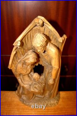 Antique 13.2 Hand Carved Wood Christmas Nativity Set Scene Holy Family Figure