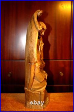 Antique 13.2 Hand Carved Wood Christmas Nativity Set Scene Holy Family Figure