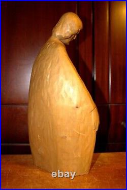 Antique 14.6 Hand Carved Wood Nativity Set Scene Holy Family Sculpture Figure