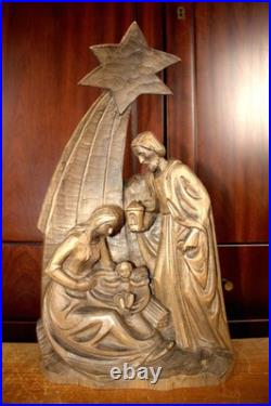 Antique 15 Hand Carved Wood Nativity Set Scene Holy Family Statue Sculpture Antique 15 Hand Carved Wood Nativity Set Scene Holy Family Statue Sculpture