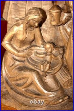 Antique 15 Hand Carved Wood Nativity Set Scene Holy Family Statue Sculpture Antique 15 Hand Carved Wood Nativity Set Scene Holy Family Statue Sculpture
