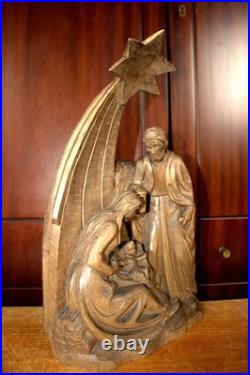 Antique 15 Hand Carved Wood Nativity Set Scene Holy Family Statue Sculpture Antique 15 Hand Carved Wood Nativity Set Scene Holy Family Statue Sculpture