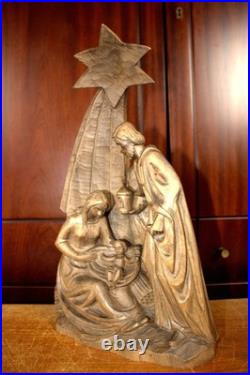 Antique 15 Hand Carved Wood Nativity Set Scene Holy Family Statue Sculpture Antique 15 Hand Carved Wood Nativity Set Scene Holy Family Statue Sculpture