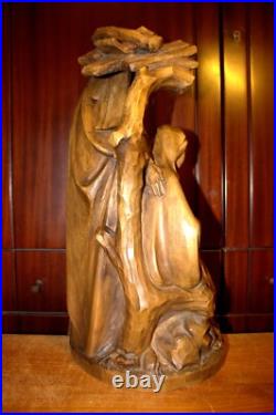 Antique 19 Hand Carved Wood Block Nativity Scene Set Holy Family Statue Figure