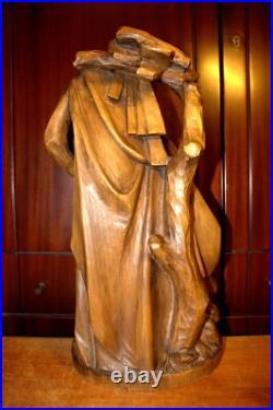 Antique 19 Hand Carved Wood Block Nativity Scene Set Holy Family Statue Figure