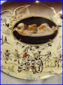 Antique R. B. Schiefner Signed Celluloid Button Photo Plaque With Fairies
