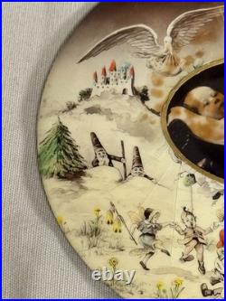 Antique R. B. Schiefner Signed Celluloid Button Photo Plaque With Fairies
