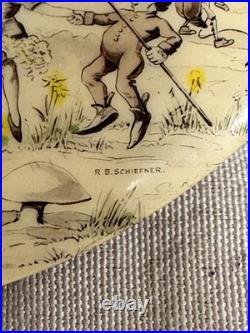 Antique R. B. Schiefner Signed Celluloid Button Photo Plaque With Fairies