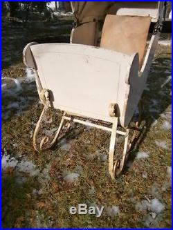 Antique Sleigh Heywood Wakefield Baby Buggy with Sleigh Runners